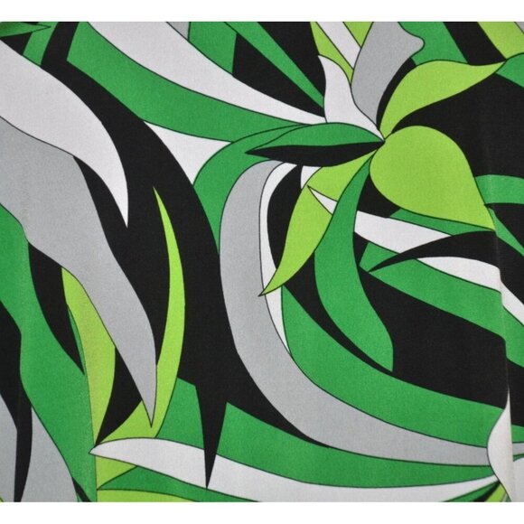 Tiana B. Green Abstract Pattern Faux Wrap Tunic Blouse Size 1X Stretch Pockets - Picture 7 of 9